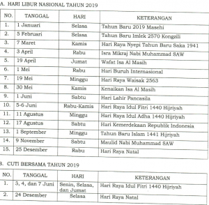 Libur 2019