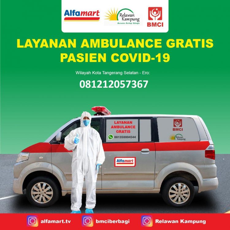 Ambulance gratis untuk pasien covid-19 Alfamart. (IST)