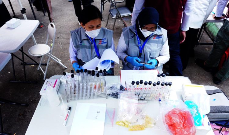 Uji smaple makanan jelang ramadan di Pasar Anyar, Kota Tangerang. (KEY)