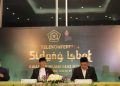 Wamenag Zainut Tauhid Sa'adi memberikan ketenangan pers hasil sidang isbat Iduladha 1443H