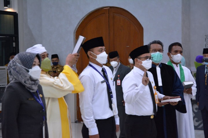 Pelantikan dan pengukuhan pejabat Pemkab Tangerang secara virtual. (RIK)