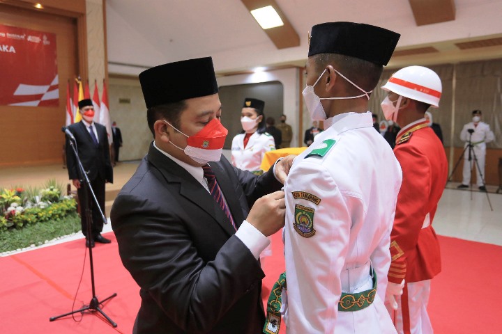 Walikota Tangerang, Arief R. Wismansyah kukuhkan petugas Paskibraka. (KEY)