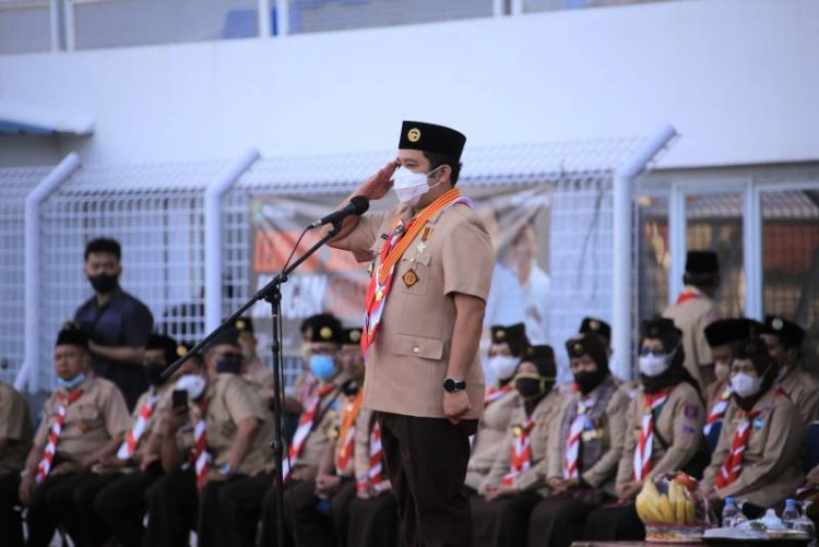 Walikota Tangerang, Arief R. Wismansyah memimpin apel Hari Pramuka ke-61. (KEY)