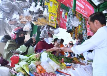 Presiden Jokowi Cek Harga Bahan Pangan di Pasar Tenguyun Kota Tarakan