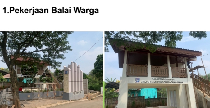 Dinas Perkimta Tangsel telah merampungkan pembangunan balai warga di Kecamatan Pondok Aren. (IST)