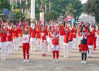 Serba Merah Putih, Senam Jumat Krida Kemenpora Ikut Meriahkan HUT Ke-78 Kemerdekaan RI