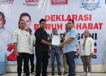 Buruh Kota Serang Deklarasikan Dukungan Paslon Andra Soni-Dimyati di Pilgub Banten