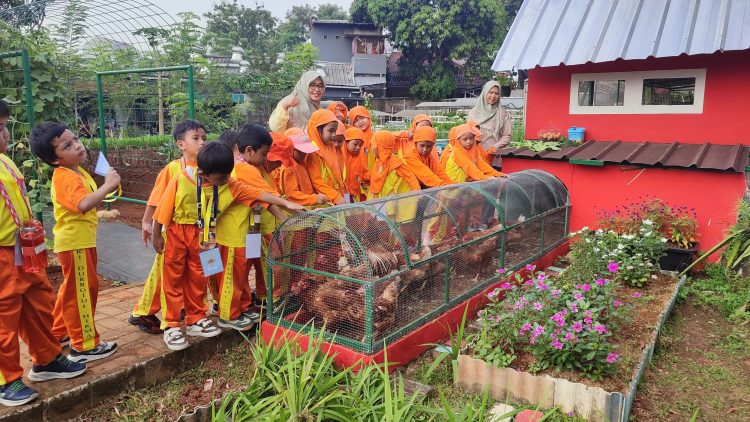 TK Islam Durrotul Hikmah kunjungi eduwisata KWT Good Farm Pakujaya. (RAY)